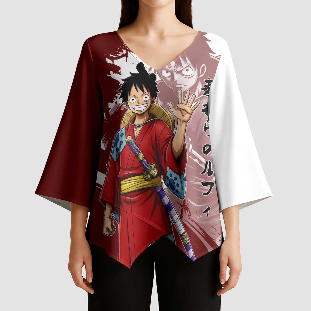 Wano Samurai Luffy Kimono Sleeve Blouse One Piece Warrior Straw Hat