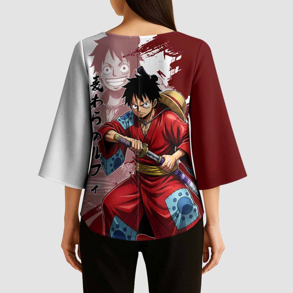 Wano Samurai Luffy Kimono Sleeve Blouse One Piece Warrior Straw Hat