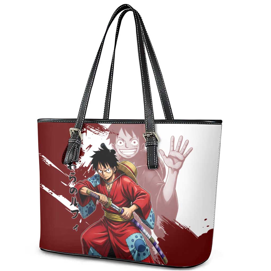 Wano Samurai Luffy Leather Tote Bag One Piece Warrior Straw Hat