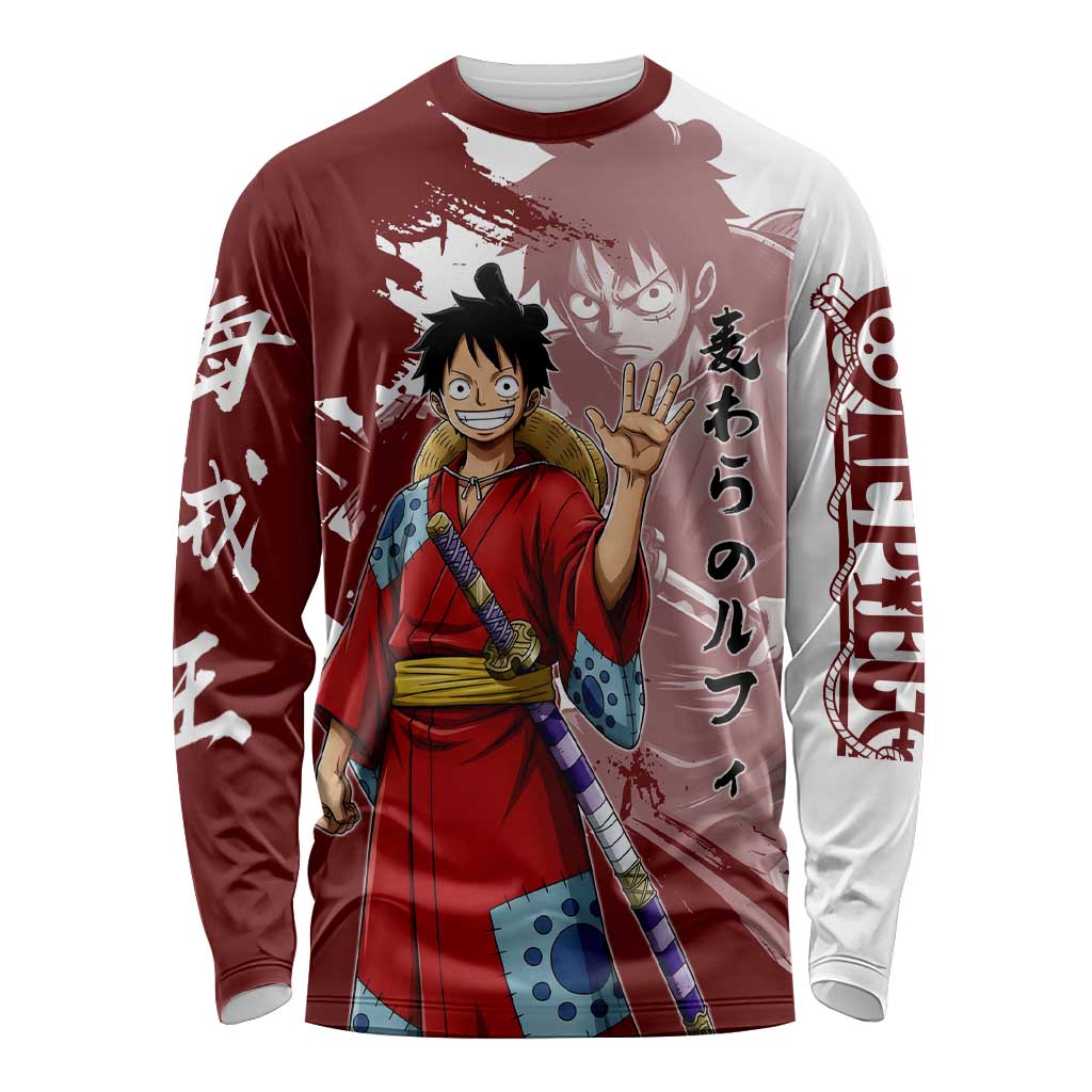 Wano Samurai Luffy Long Sleeve Shirt One Piece Warrior Straw Hat