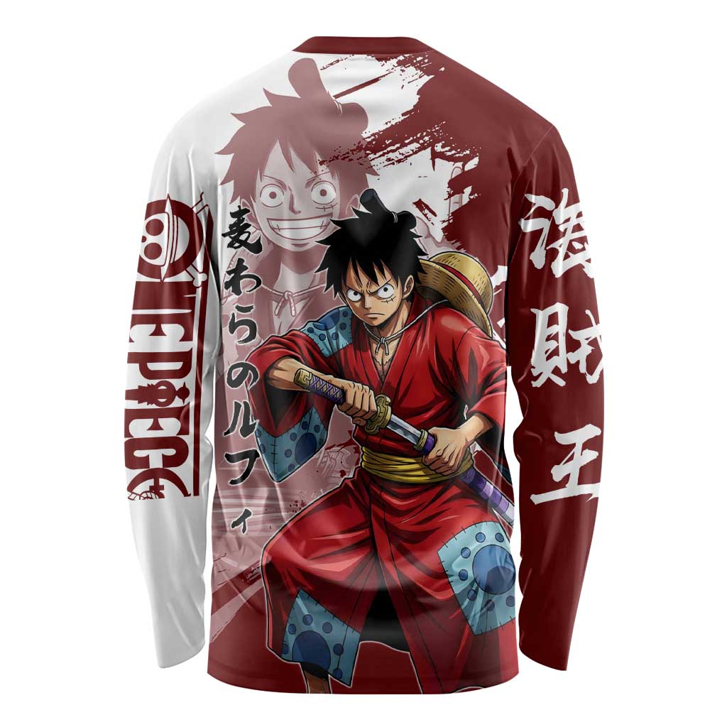 Wano Samurai Luffy Long Sleeve Shirt One Piece Warrior Straw Hat