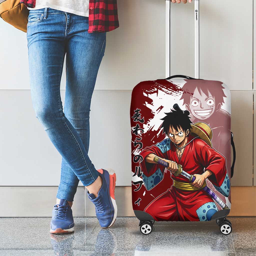 Wano Samurai Luffy Luggage Cover One Piece Warrior Straw Hat