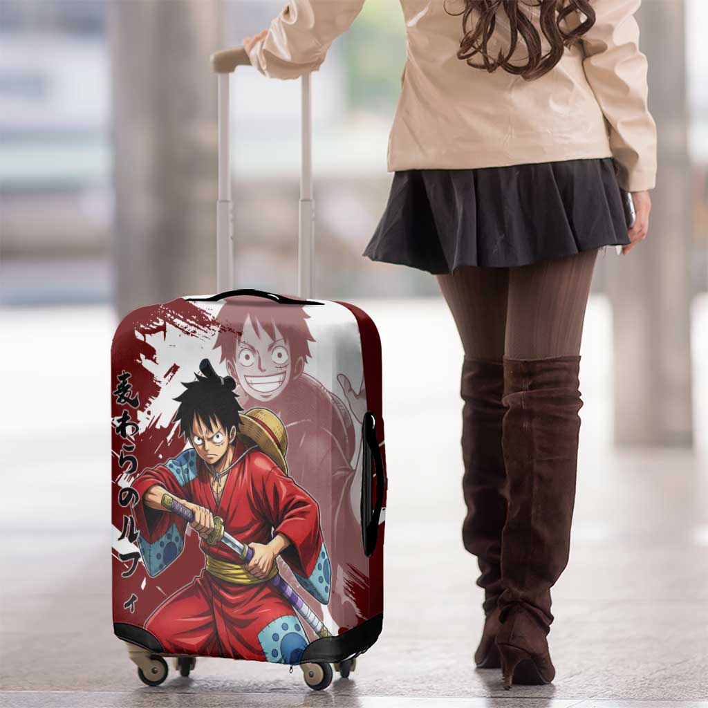 Wano Samurai Luffy Luggage Cover One Piece Warrior Straw Hat