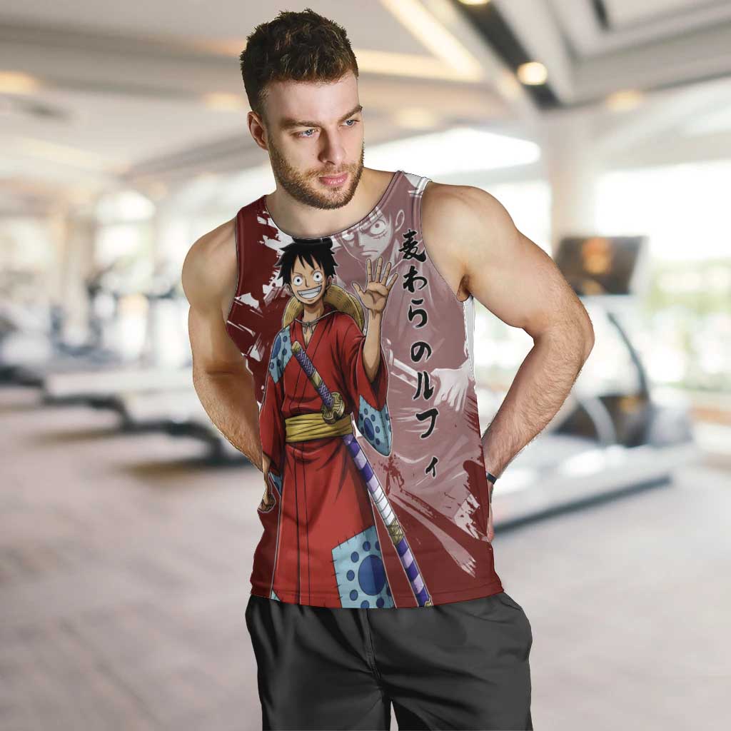 Wano Samurai Luffy Men Tank Top One Piece Warrior Straw Hat