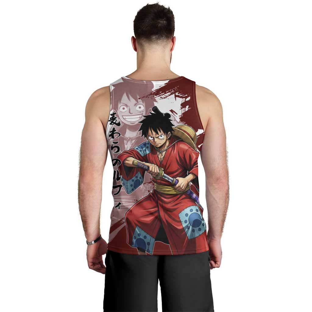 Wano Samurai Luffy Men Tank Top One Piece Warrior Straw Hat