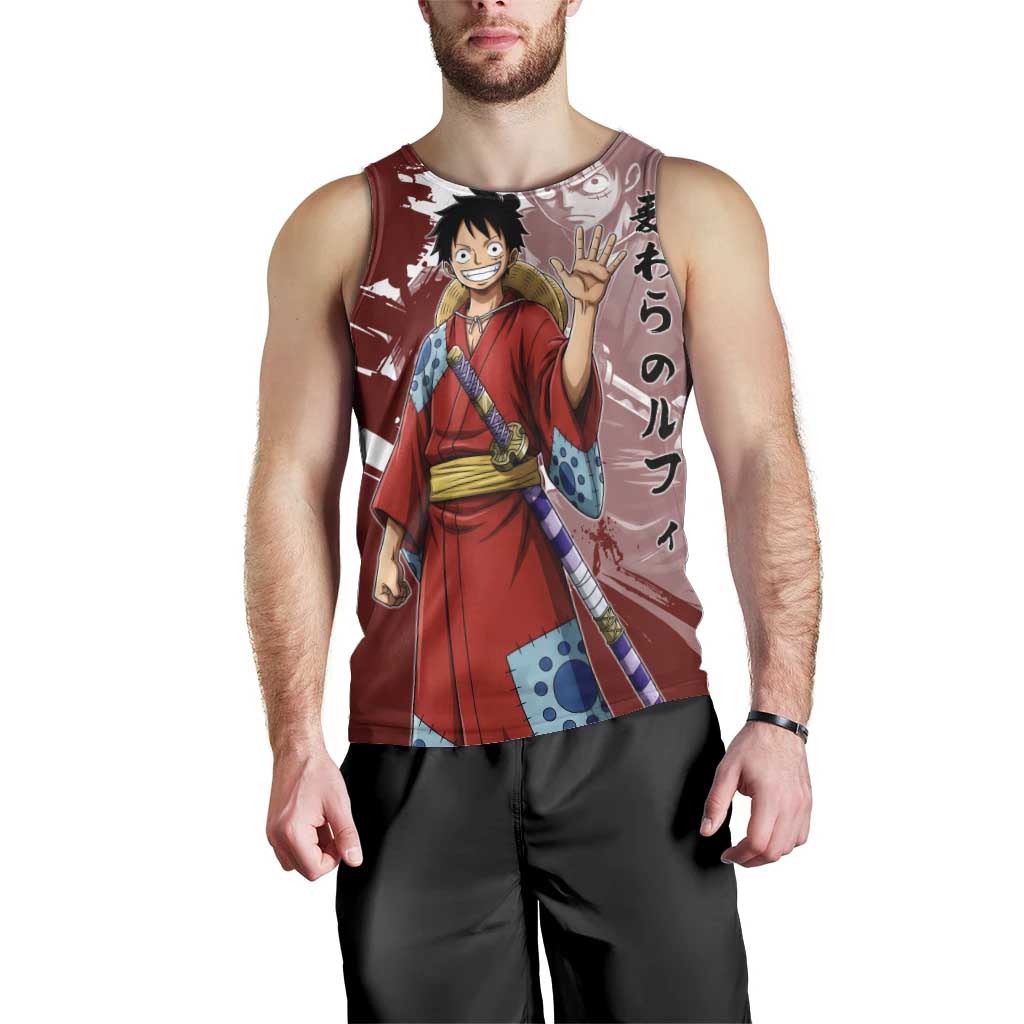 Wano Samurai Luffy Men Tank Top One Piece Warrior Straw Hat