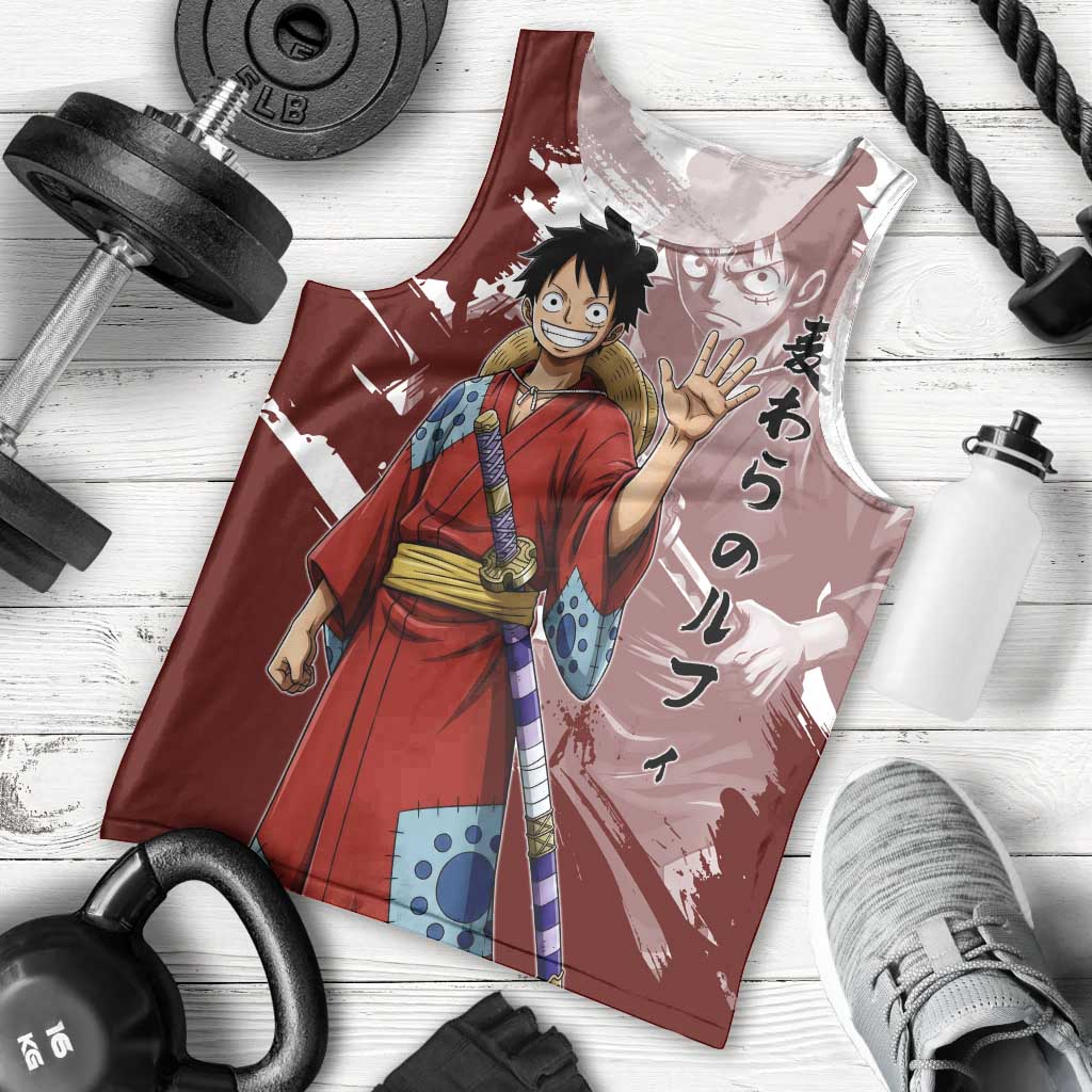 Wano Samurai Luffy Men Tank Top One Piece Warrior Straw Hat