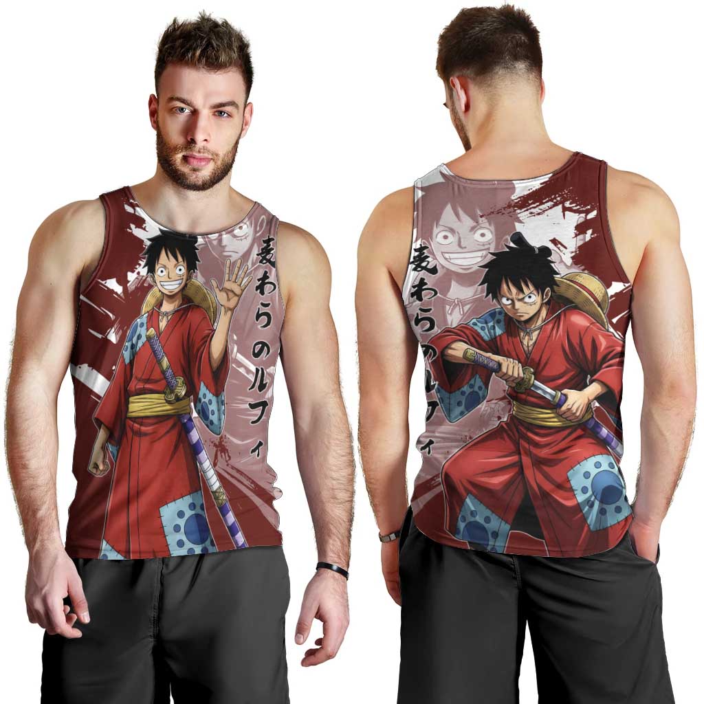 Wano Samurai Luffy Men Tank Top One Piece Warrior Straw Hat