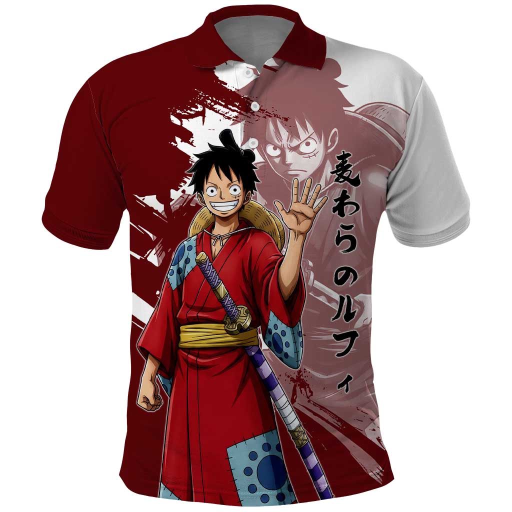 Wano Samurai Luffy Polo Shirt One Piece Warrior Straw Hat