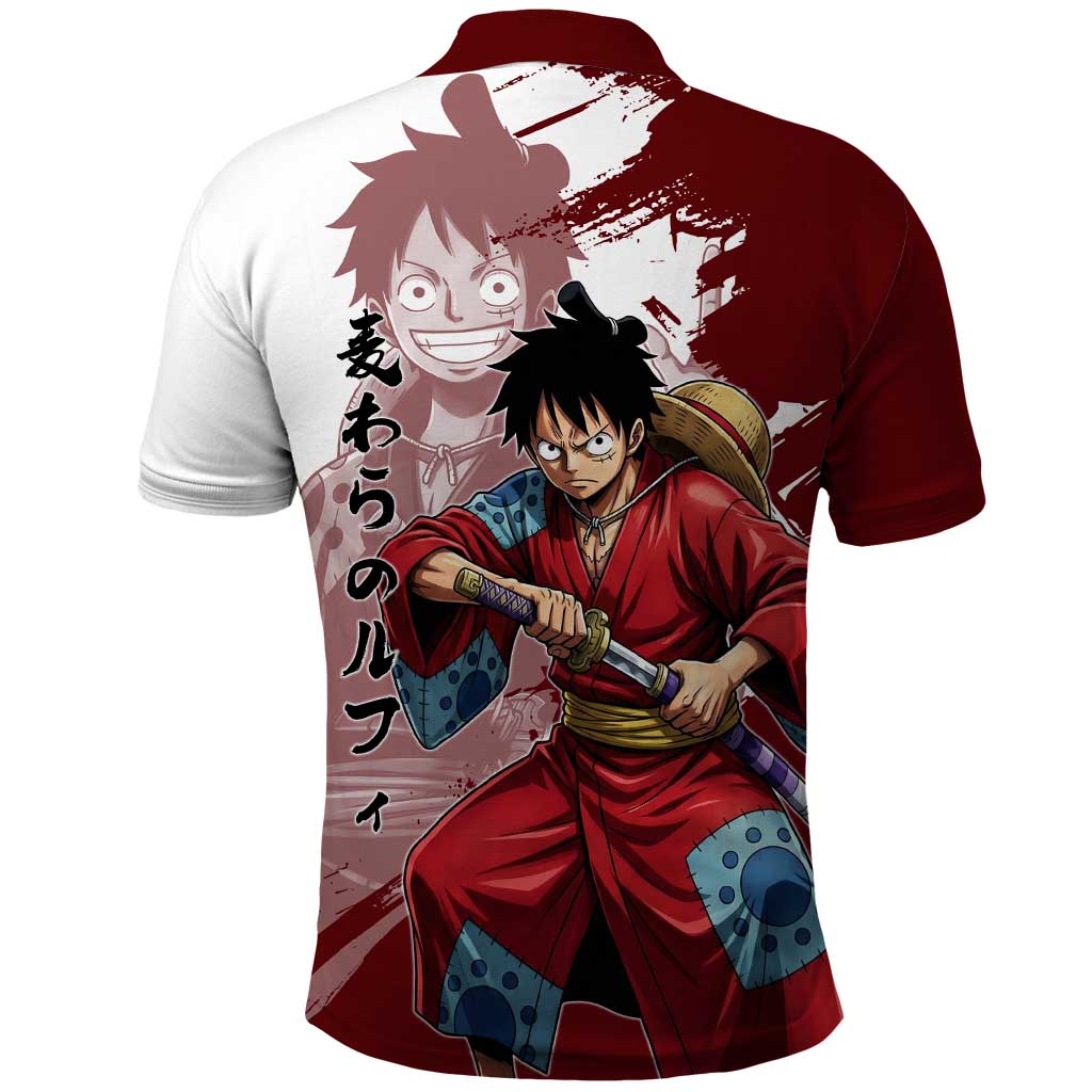 Wano Samurai Luffy Polo Shirt One Piece Warrior Straw Hat