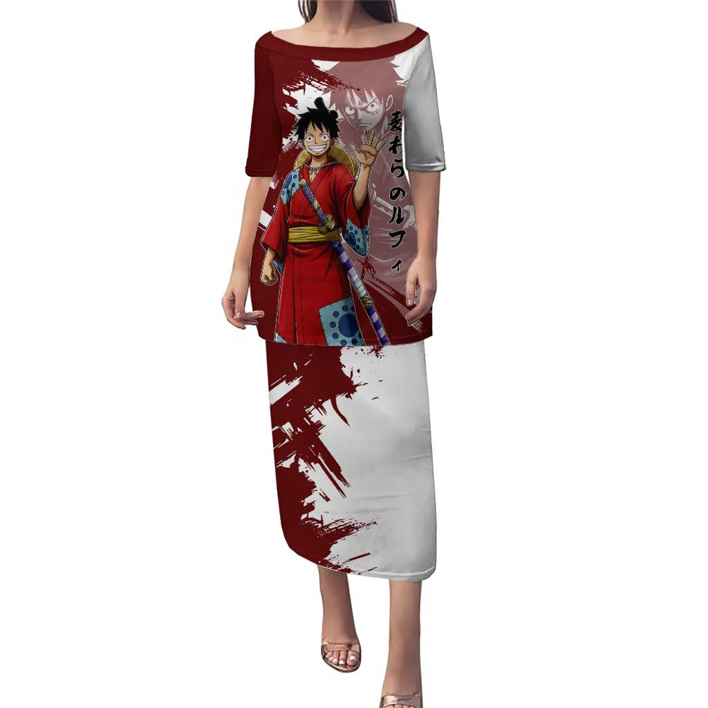 Wano Samurai Luffy Puletasi One Piece Warrior Straw Hat