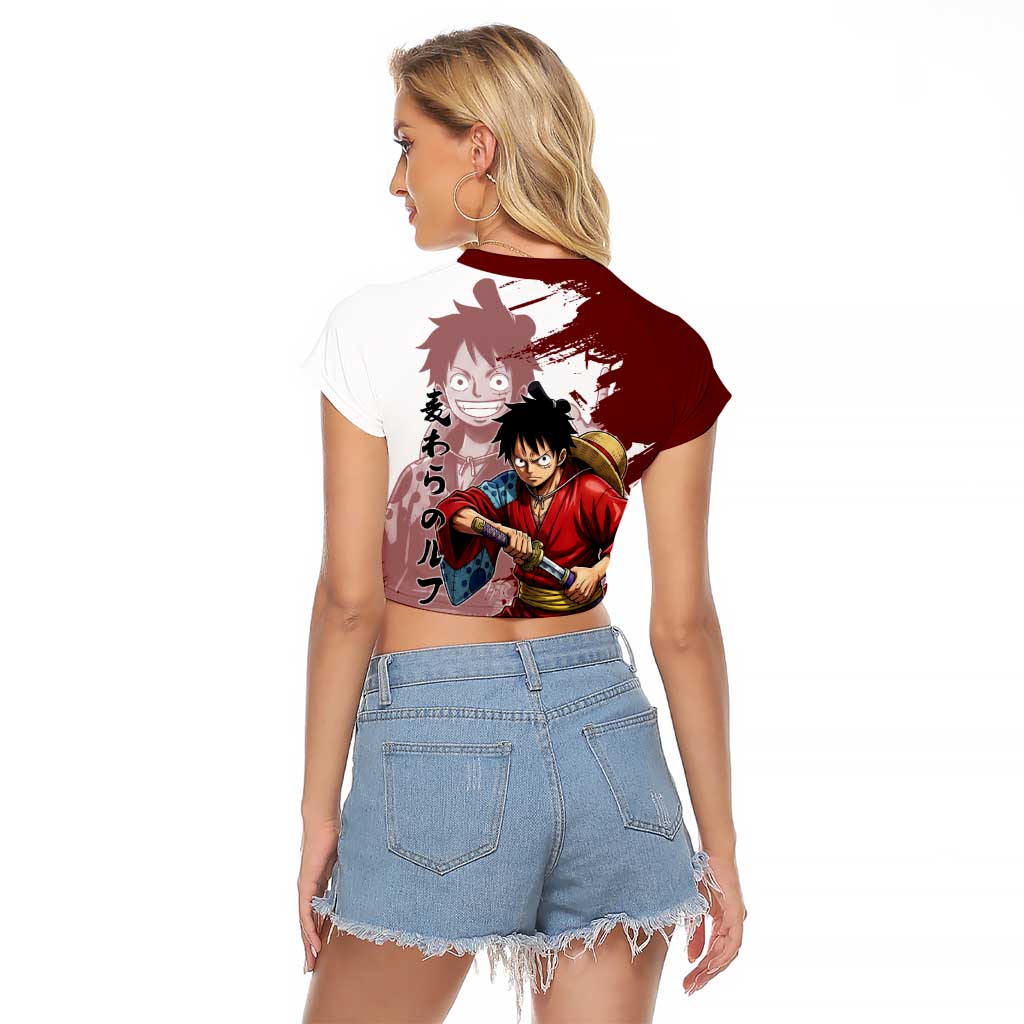 Wano Samurai Luffy Raglan Cropped T Shirt One Piece Warrior Straw Hat