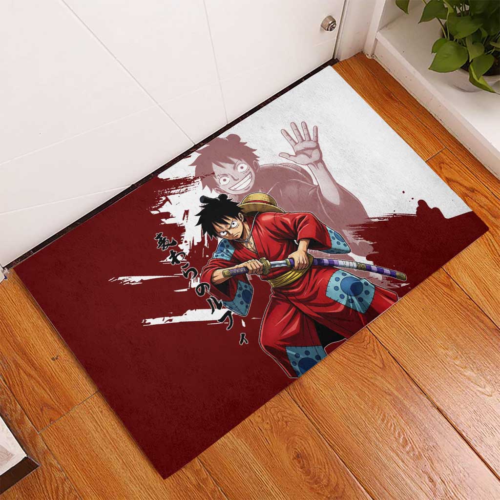 Wano Samurai Luffy Rubber Doormat One Piece Warrior Straw Hat