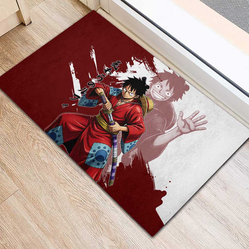 Wano Samurai Luffy Rubber Doormat One Piece Warrior Straw Hat