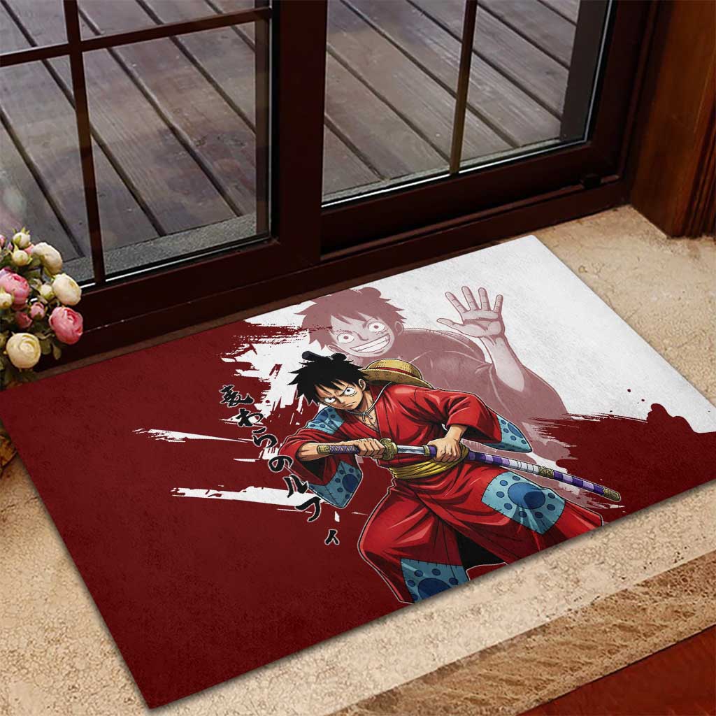 Wano Samurai Luffy Rubber Doormat One Piece Warrior Straw Hat