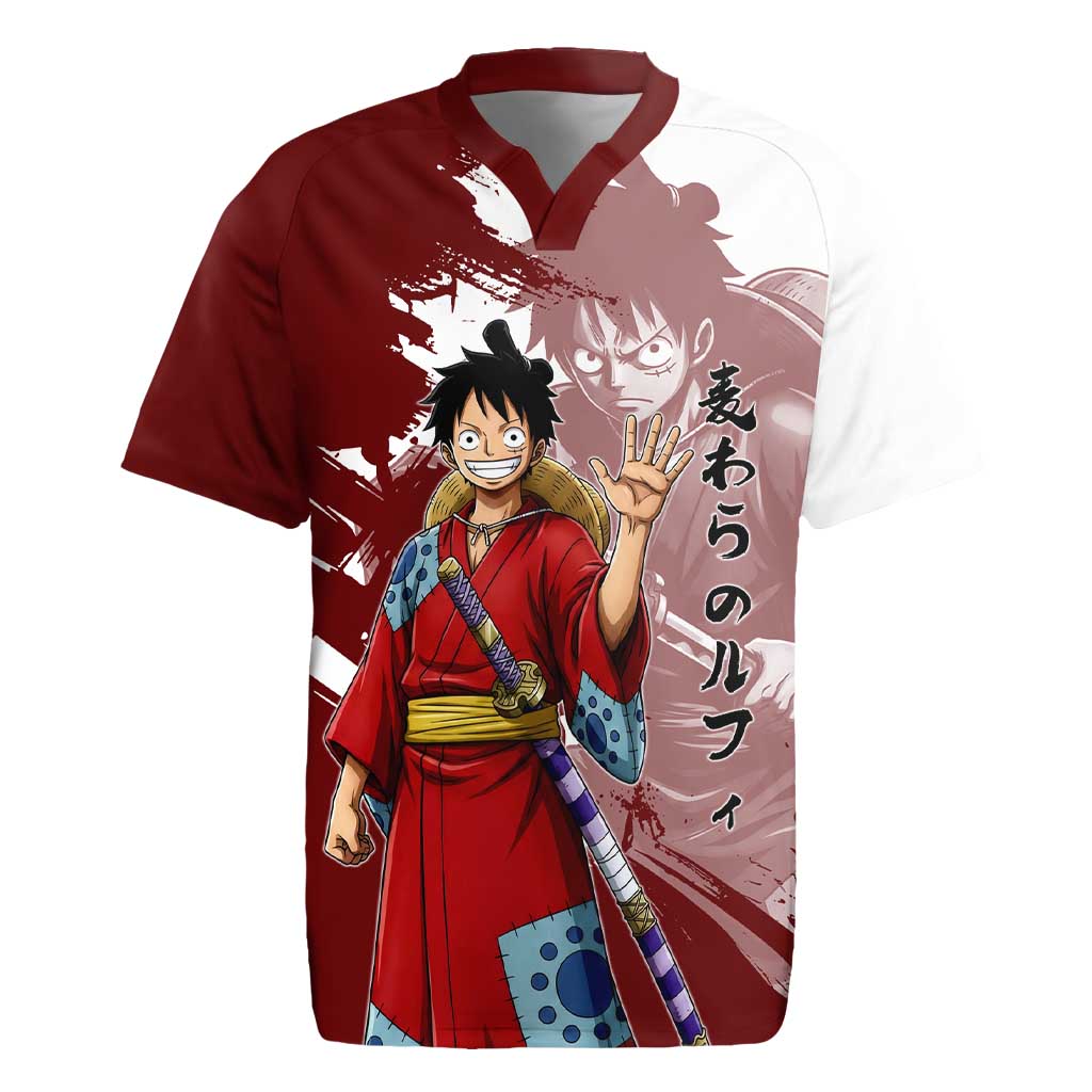 Wano Samurai Luffy Rugby Jersey One Piece Warrior Straw Hat