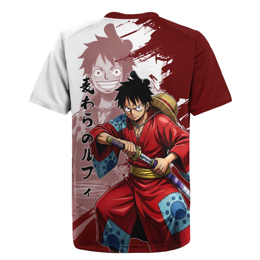Wano Samurai Luffy Rugby Jersey One Piece Warrior Straw Hat