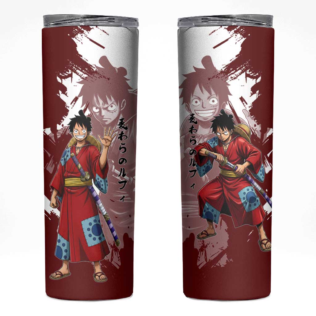 Wano Samurai Luffy Skinny Tumbler One Piece Warrior Straw Hat