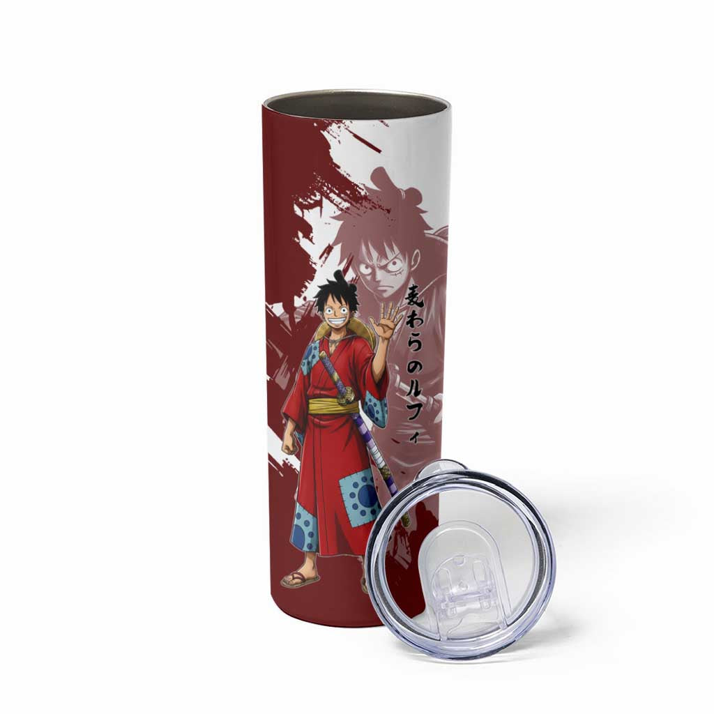 Wano Samurai Luffy Skinny Tumbler One Piece Warrior Straw Hat
