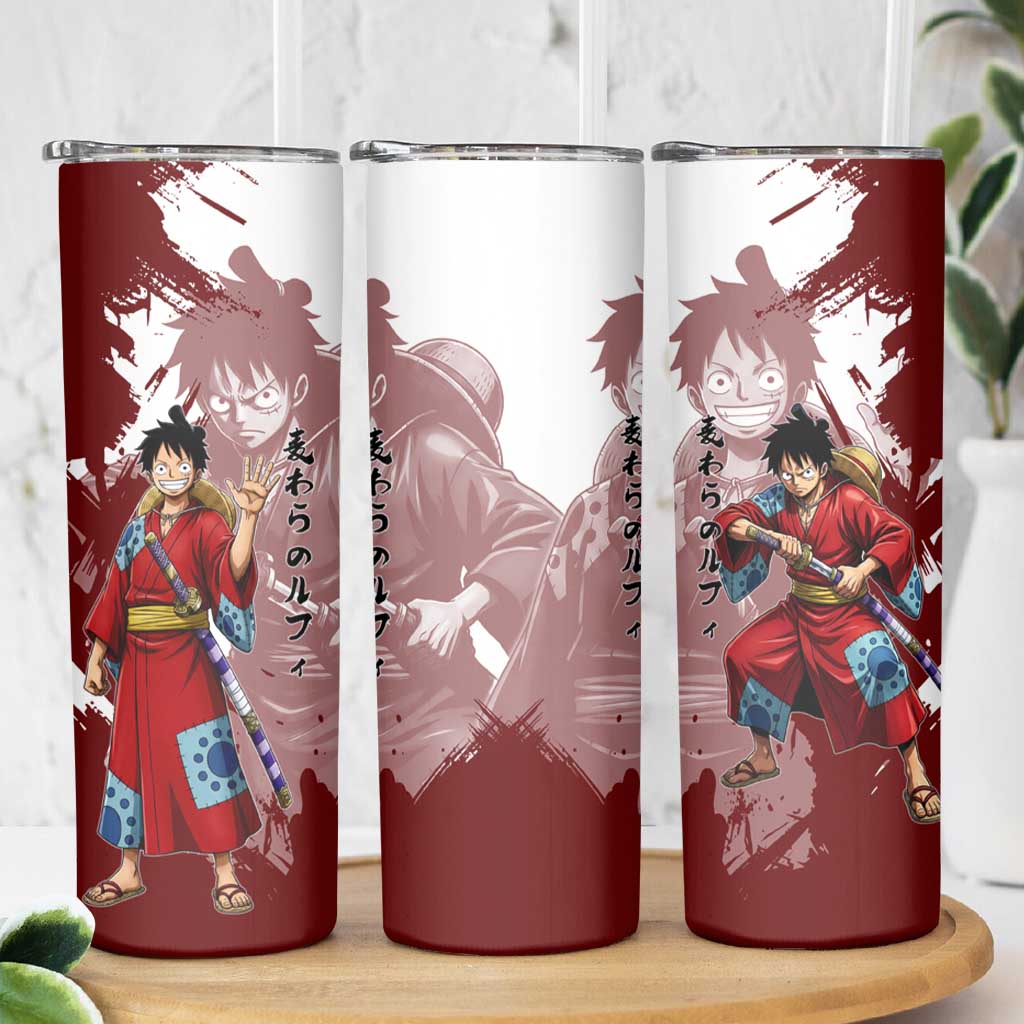Wano Samurai Luffy Skinny Tumbler One Piece Warrior Straw Hat
