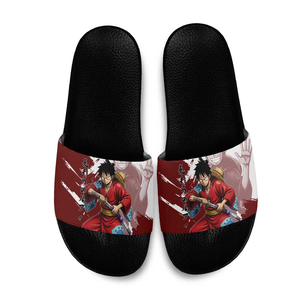 Wano Samurai Luffy Slide Sandals One Piece Warrior Straw Hat