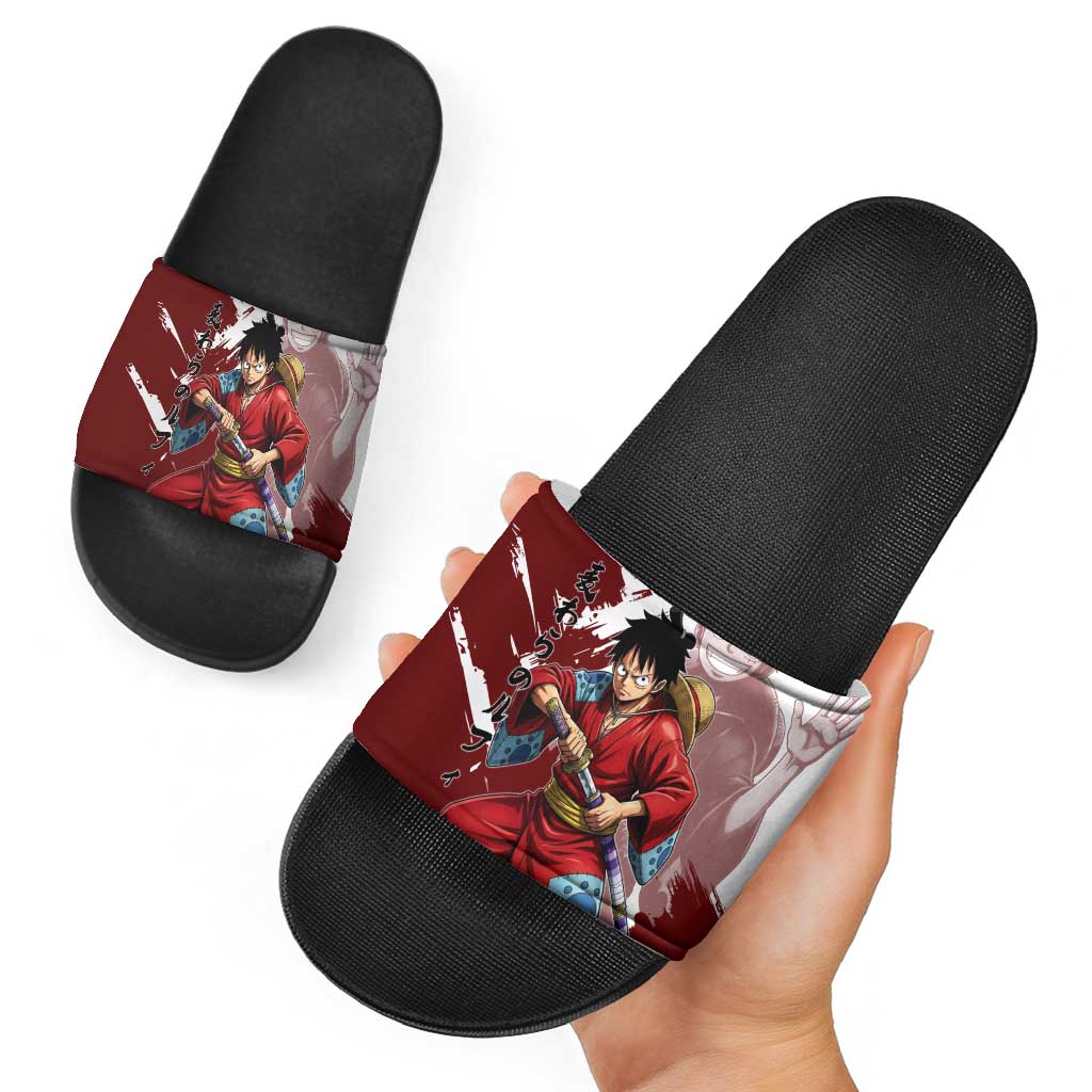 Wano Samurai Luffy Slide Sandals One Piece Warrior Straw Hat