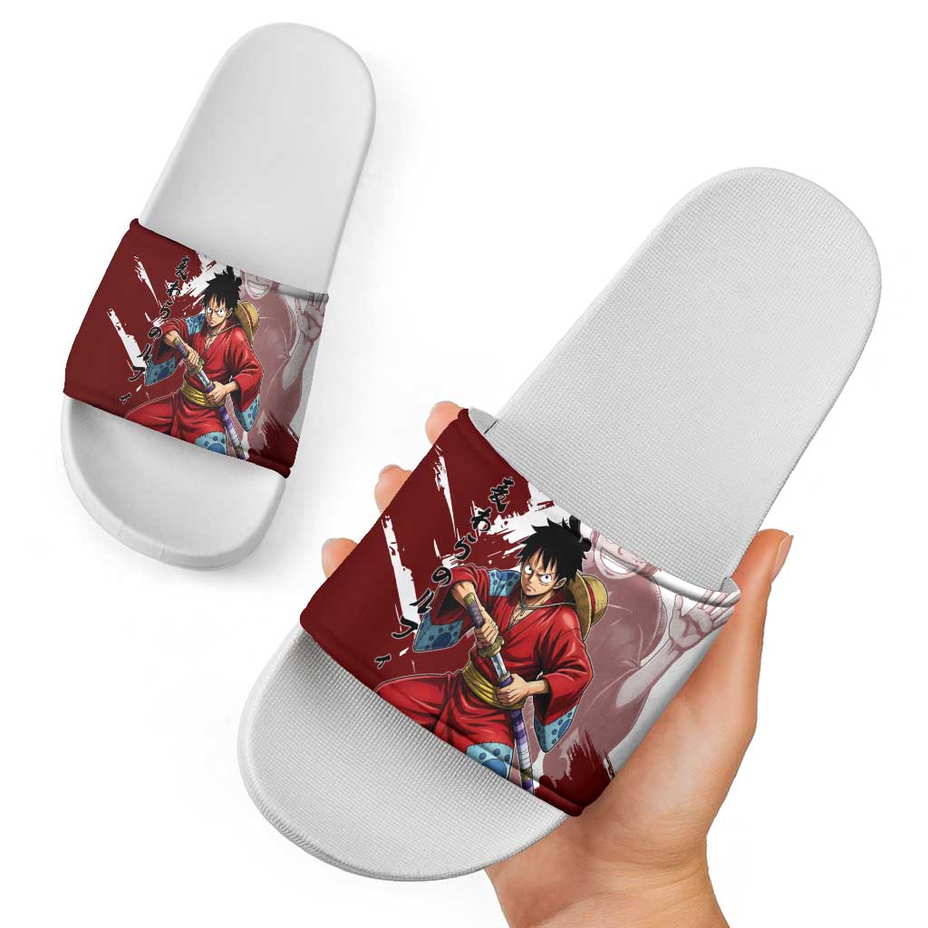 Wano Samurai Luffy Slide Sandals One Piece Warrior Straw Hat