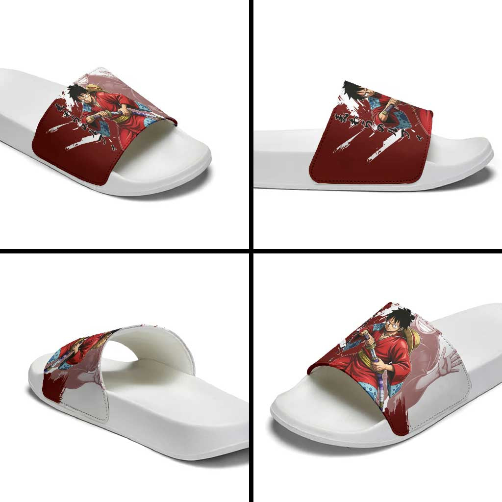 Wano Samurai Luffy Slide Sandals One Piece Warrior Straw Hat