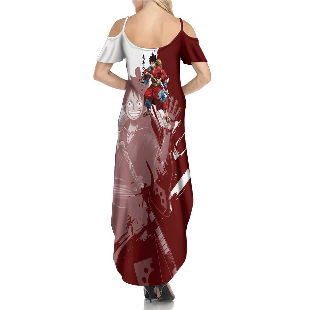 Wano Samurai Luffy Summer Maxi Dress One Piece Warrior Straw Hat