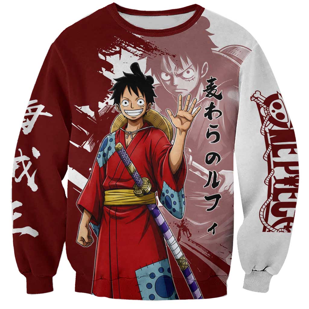Wano Samurai Luffy Sweatshirt One Piece Warrior Straw Hat