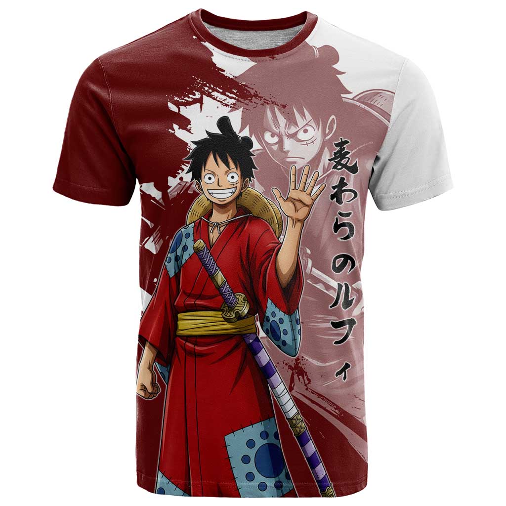 Wano Samurai Luffy T Shirt One Piece Warrior Straw Hat