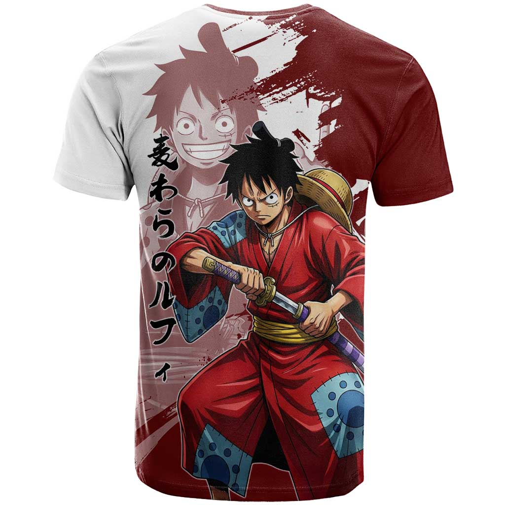 Wano Samurai Luffy T Shirt One Piece Warrior Straw Hat