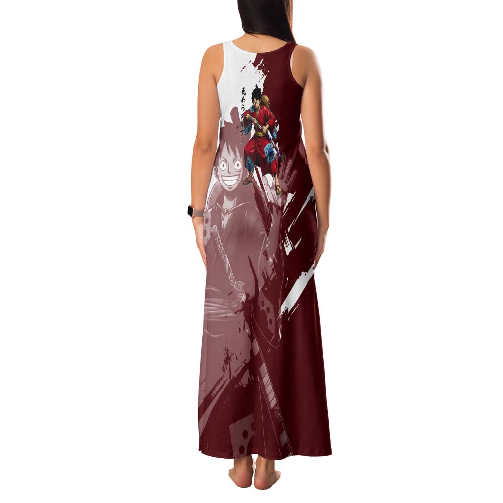 Wano Samurai Luffy Tank Maxi Dress One Piece Warrior Straw Hat