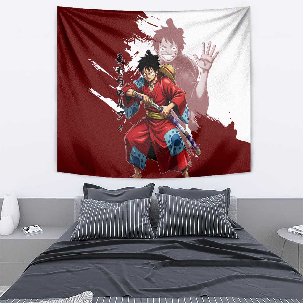 Wano Samurai Luffy Tapestry One Piece Warrior Straw Hat