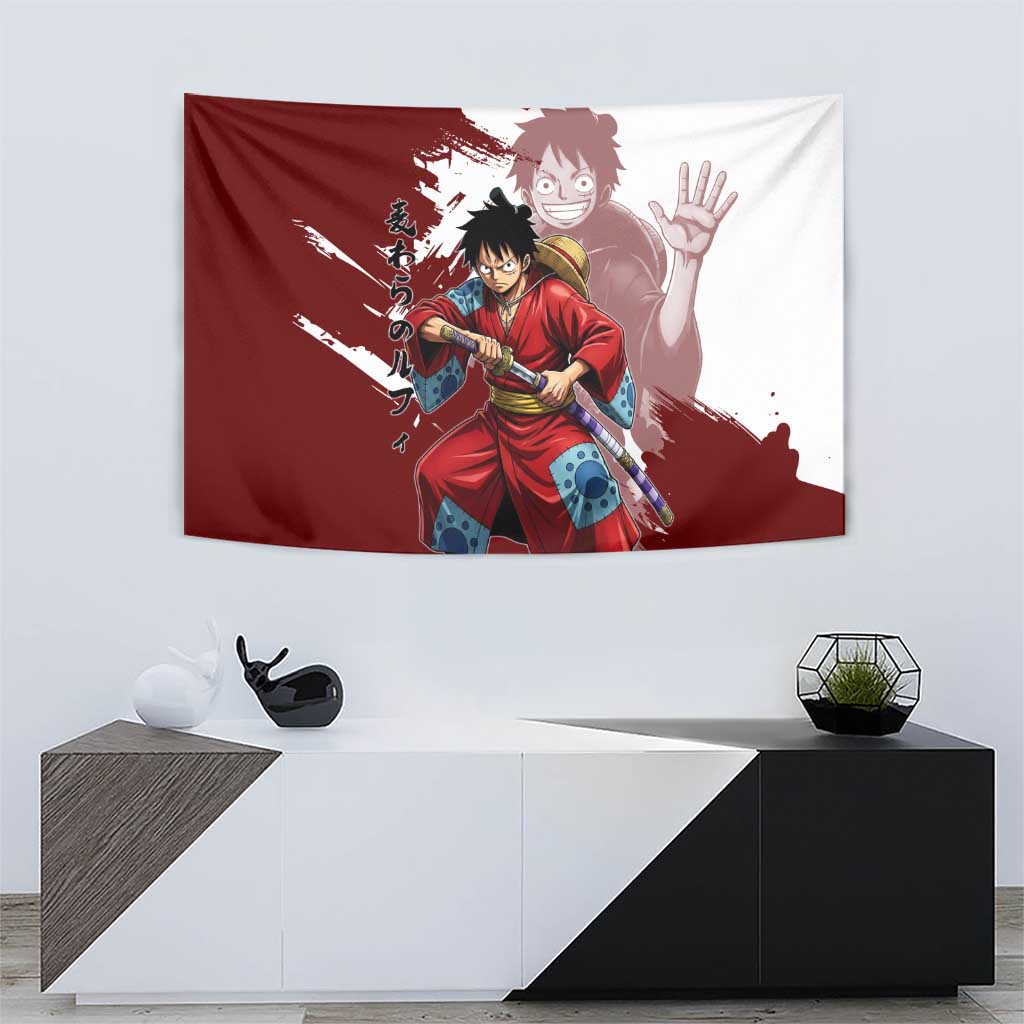 Wano Samurai Luffy Tapestry One Piece Warrior Straw Hat