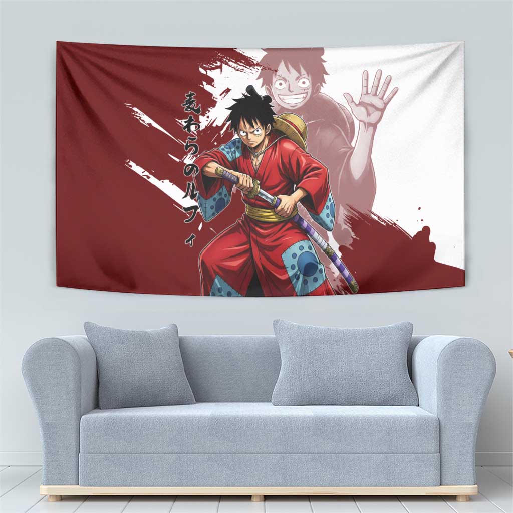 Wano Samurai Luffy Tapestry One Piece Warrior Straw Hat