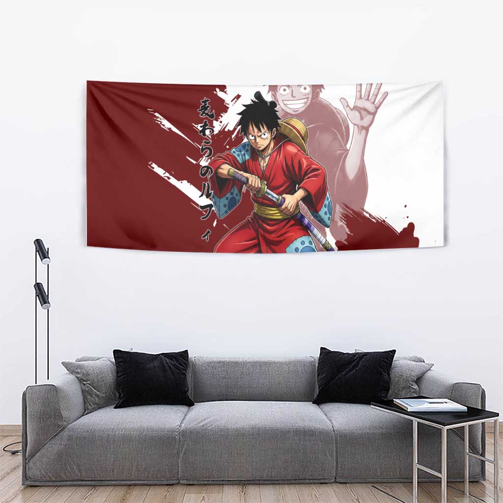 Wano Samurai Luffy Tapestry One Piece Warrior Straw Hat