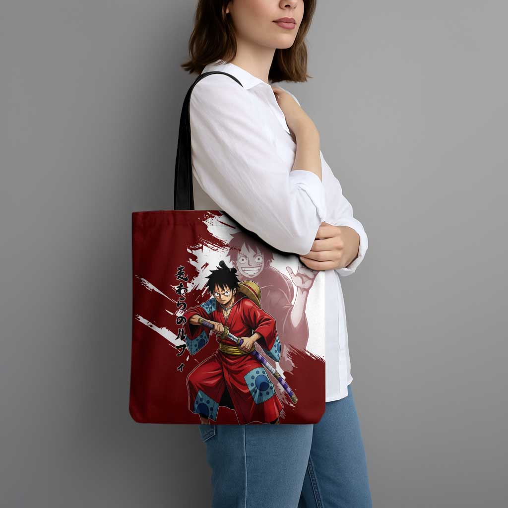 Wano Samurai Luffy Tote Bag One Piece Warrior Straw Hat