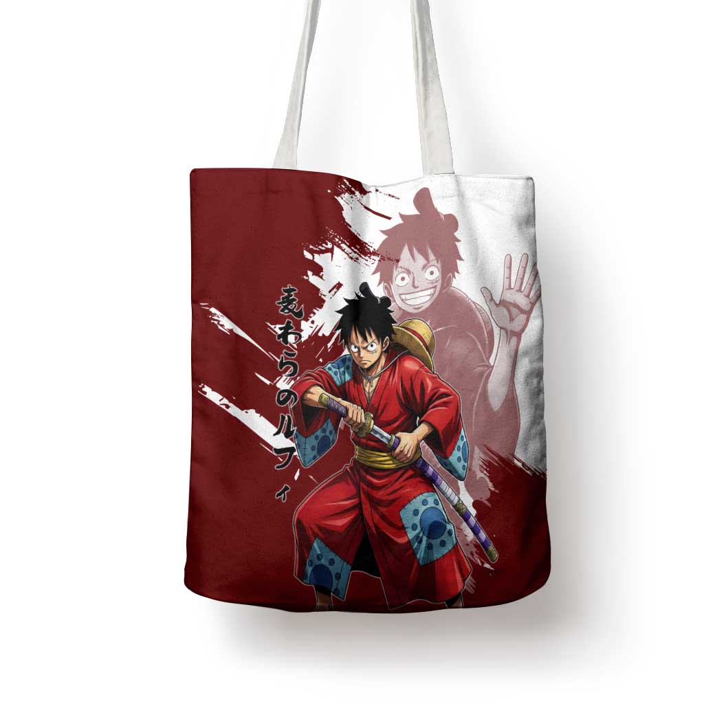 Wano Samurai Luffy Tote Bag One Piece Warrior Straw Hat
