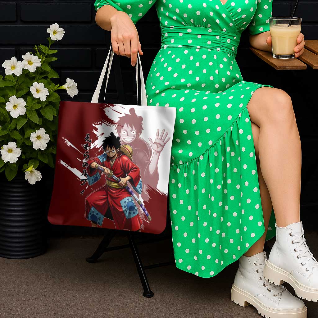 Wano Samurai Luffy Tote Bag One Piece Warrior Straw Hat