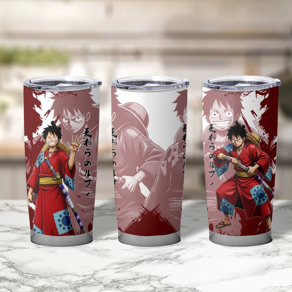 Wano Samurai Luffy Tumbler Cup One Piece Warrior Straw Hat