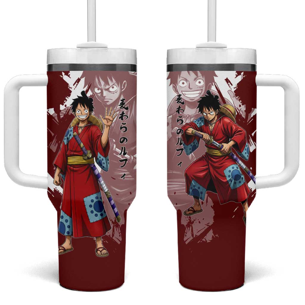 Wano Samurai Luffy Tumbler With Handle One Piece Warrior Straw Hat