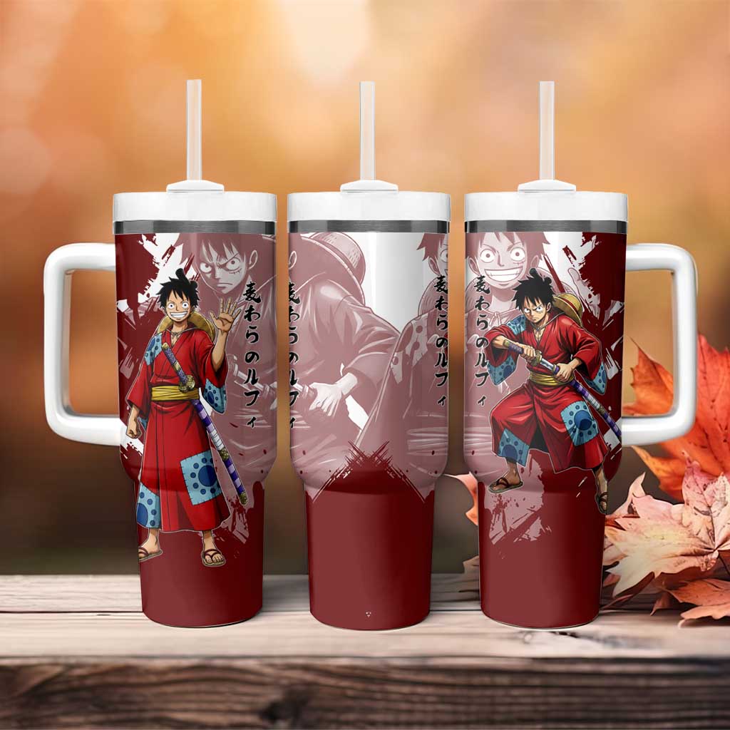 Wano Samurai Luffy Tumbler With Handle One Piece Warrior Straw Hat