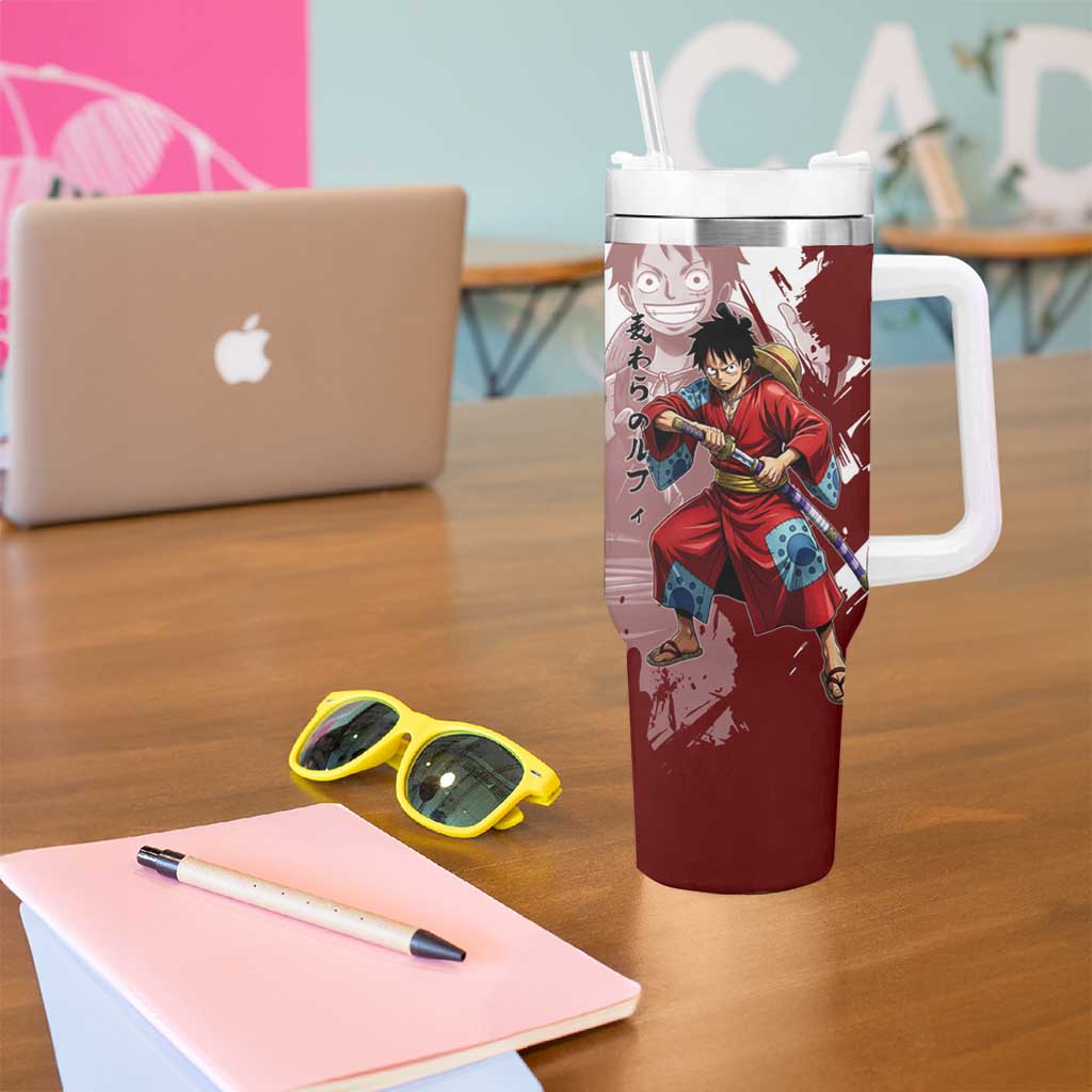 Wano Samurai Luffy Tumbler With Handle One Piece Warrior Straw Hat