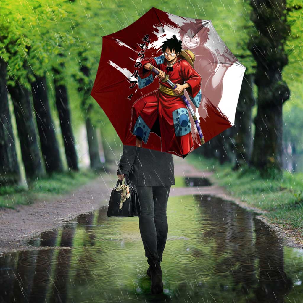 Wano Samurai Luffy Umbrella One Piece Warrior Straw Hat