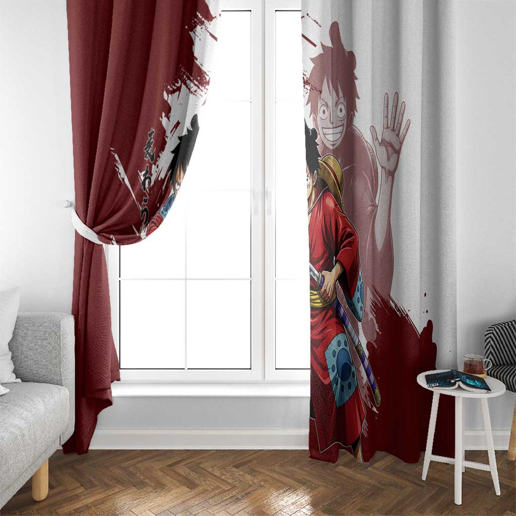 Wano Samurai Luffy Window Curtain One Piece Warrior Straw Hat