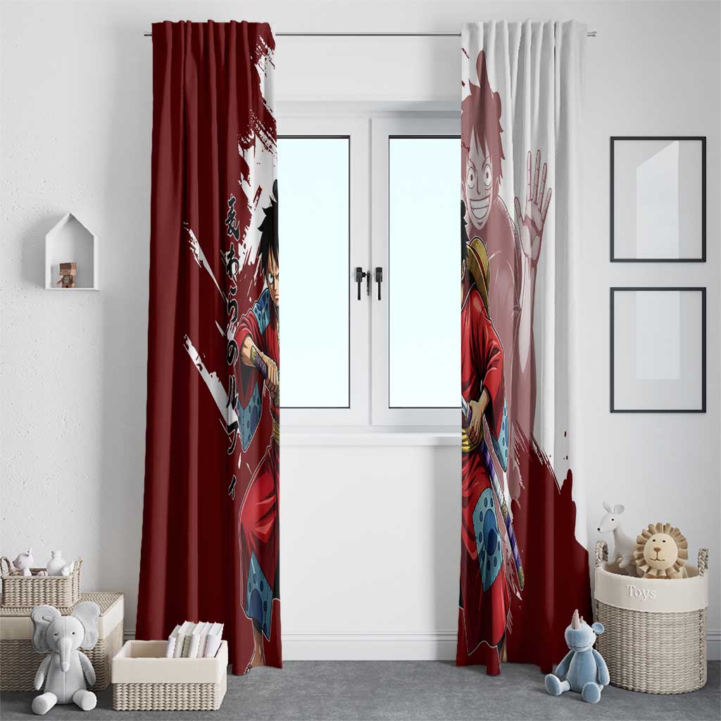 Wano Samurai Luffy Window Curtain One Piece Warrior Straw Hat