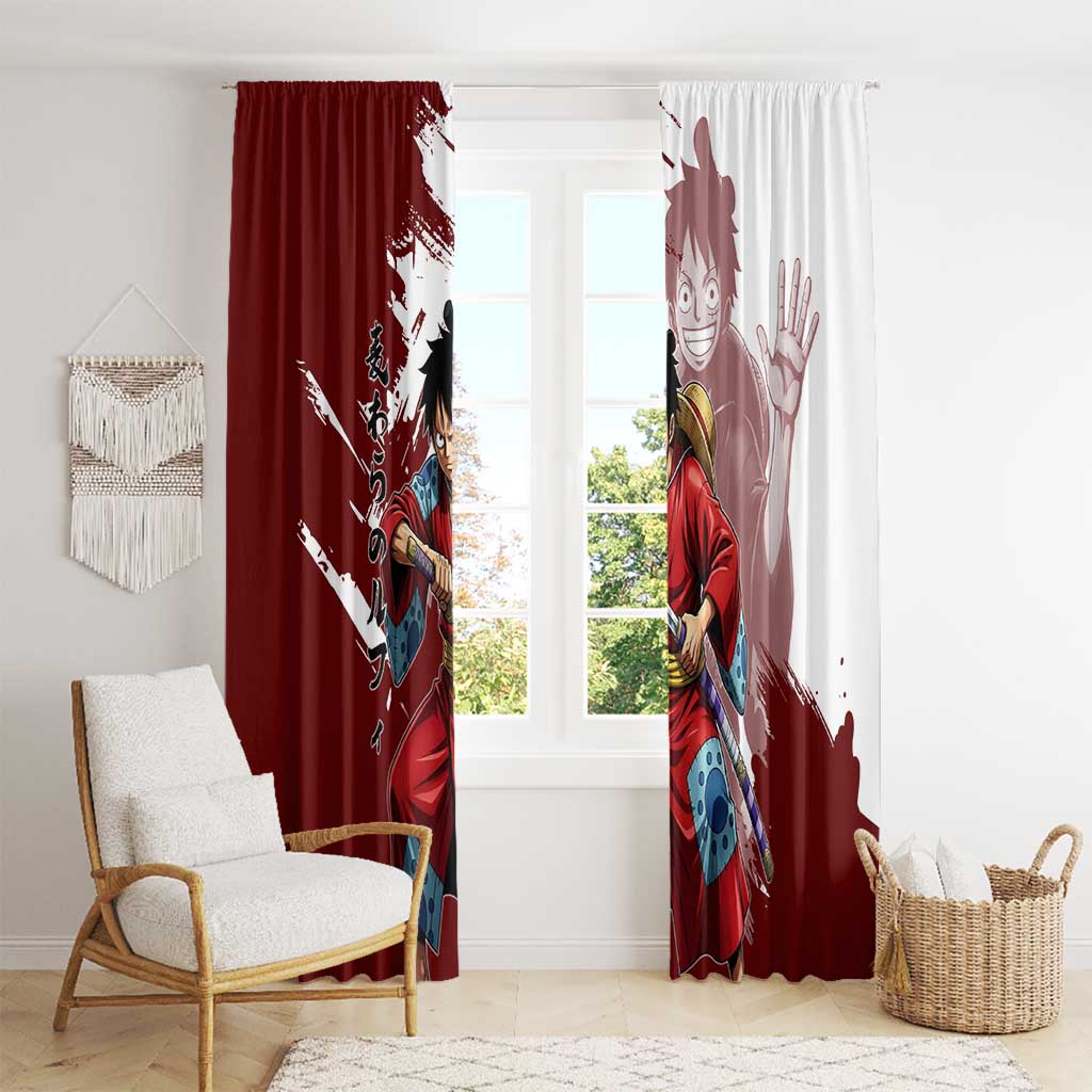 Wano Samurai Luffy Window Curtain One Piece Warrior Straw Hat