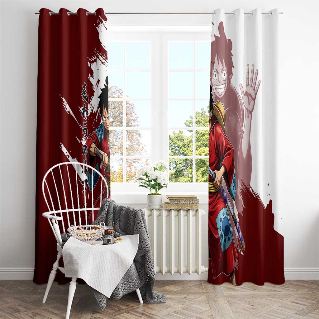 Wano Samurai Luffy Window Curtain One Piece Warrior Straw Hat