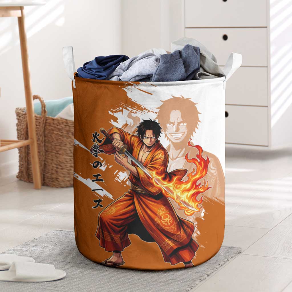 Wano Samurai Portgas D. Ace Laundry Basket Fiery One Piece Brush Art
